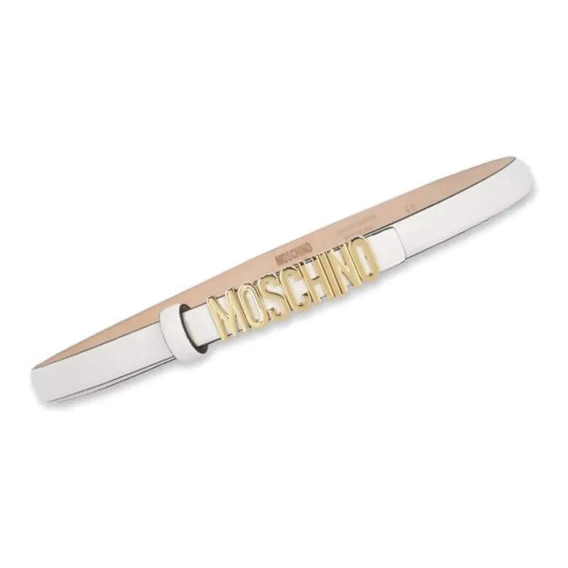 MOSCHINO Letter Label Leather Belts Women's White-1