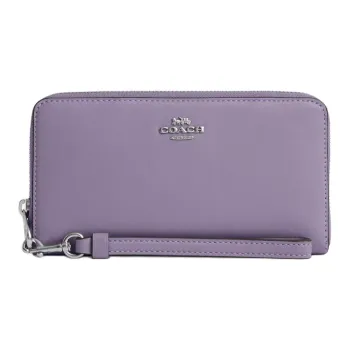 COACH Zip Around Premium Calfskin Wallet Small Size Women's Silver & Light Purple