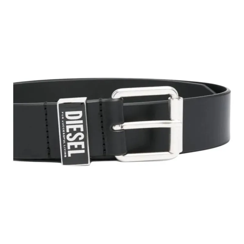 DIESEL B Glossy Logo Plaque Belt-2