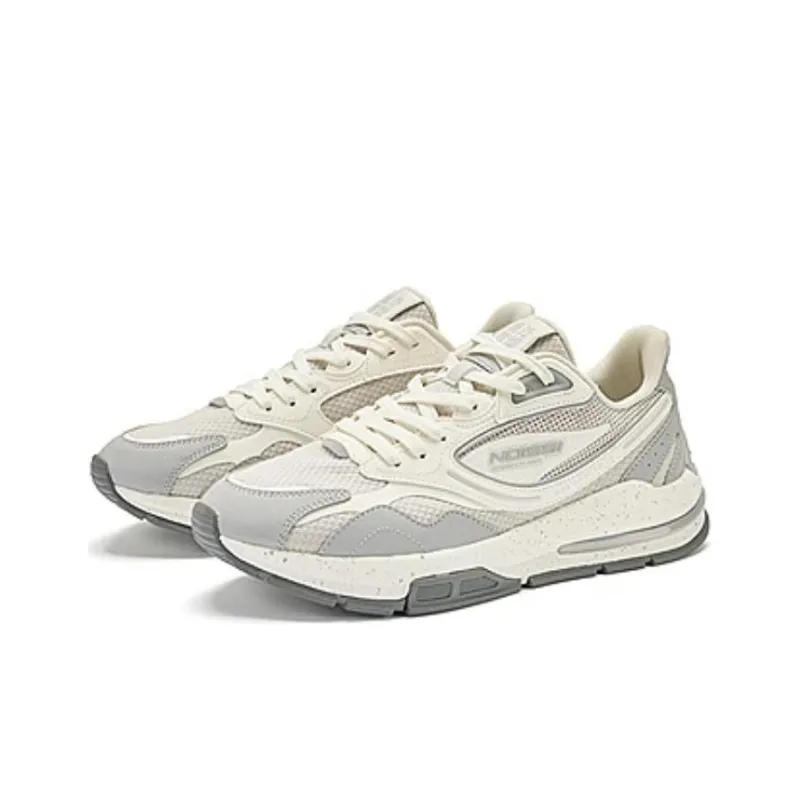 QIAODAN Vertical And Horizontal V Cushioning Wear Resistant Low Top Casual Shoes Men's White Gray-3
