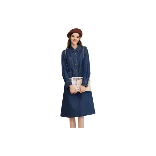 Asuka and new sake Long-Sleeved Dresses Women's Royal Blue