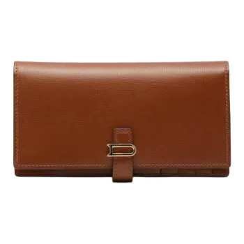 Delvau Textured Calfskin Long Wallets Women's Brown