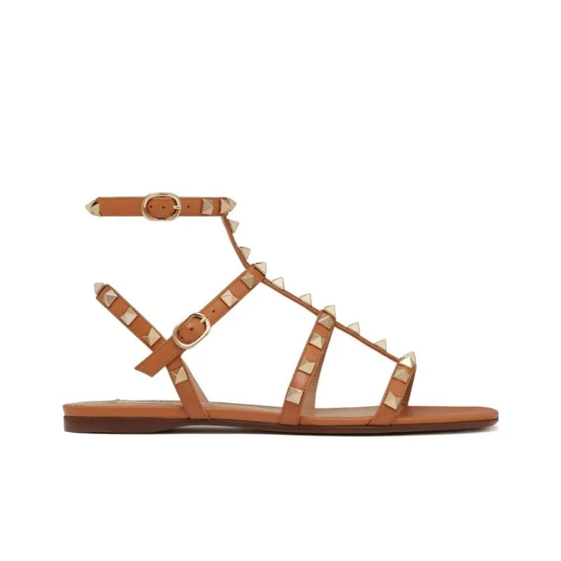 Valentino Rockstud GARAVANI One Strap Sandals Women's Brown-1