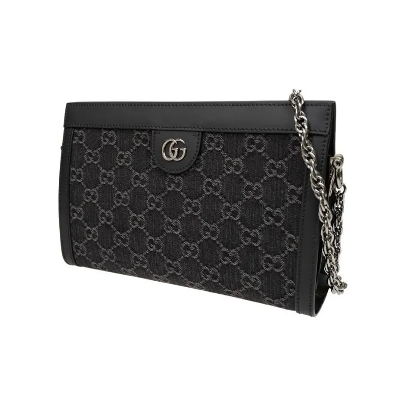 GUCCI Ophidia Denim Crossbody Bag Shoulder Bag Women's Black & Gray-3