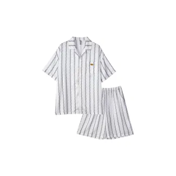 Same Language Pajama Set Men's Diamond White Vertical Stripes