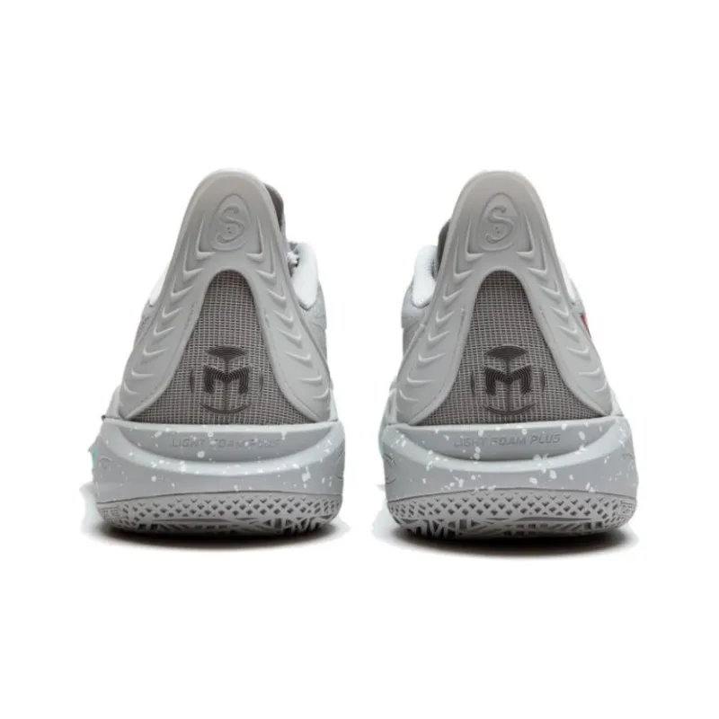 LiNing SONIC 12 Great White Shark Anti Slip And Wear Resistant Support Rebound Low Top Basketball Shoes Men's Gray Red-5