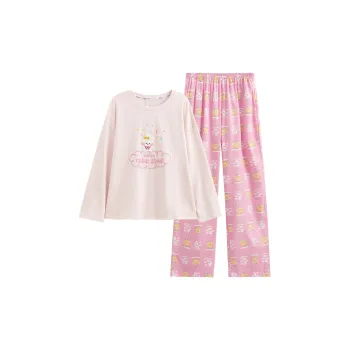 FENTENG x LINE FRIENDS Brown Bear Pajama Set Women's Cherry Blossom Pink
