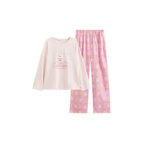 FENTENG x LINE FRIENDS Brown Bear Pajama Set Women's Cherry Blossom Pink