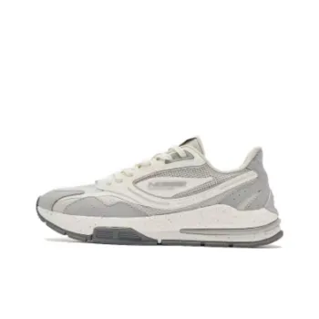 QIAODAN Vertical And Horizontal V Cushioning Wear-Resistant Low-Top Casual Shoes Men's White Gray