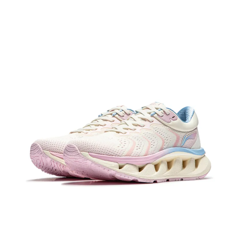 LiNing Cushioning, Abrasion Resistant, Slip Resistant Low Top Running Shoes Women's Beige White Pink-2