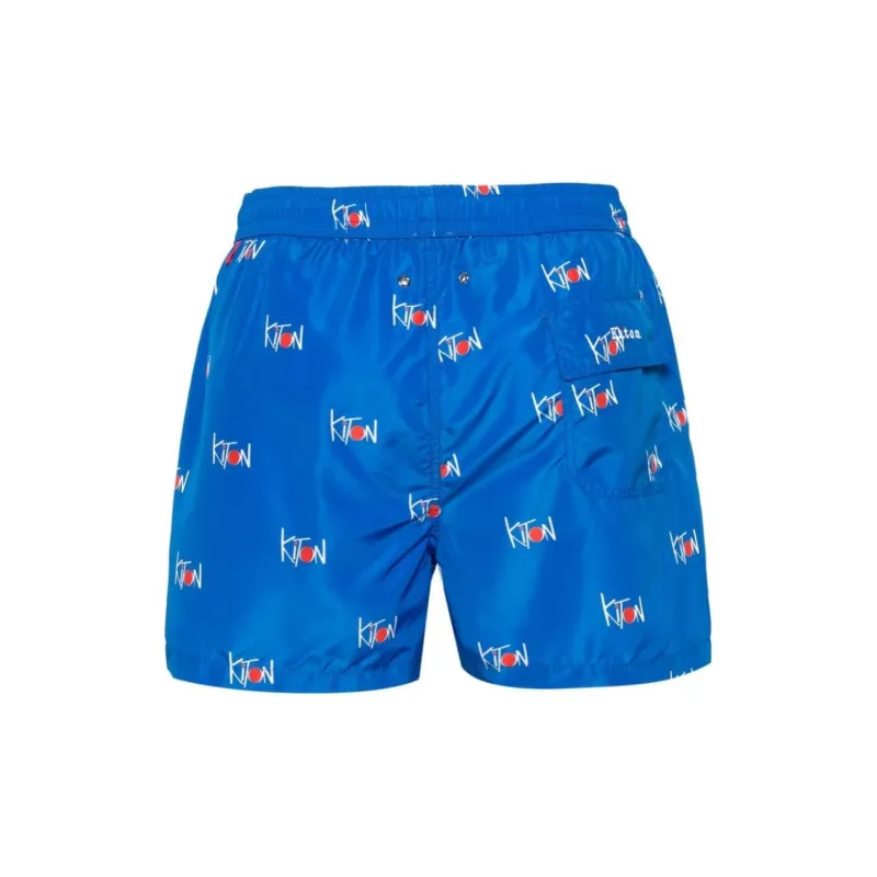 KITON All-over Logo Printed Swim Shorts-1