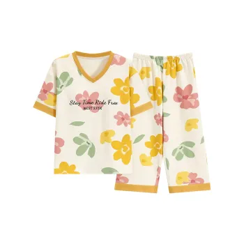The Story Of The Flower Season Pajama Set Women's Ecru
