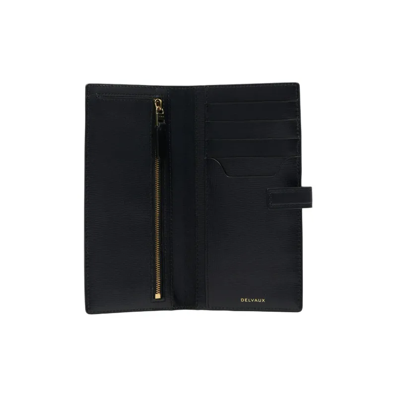 Delvau Opera Calf Grain Calfskin Wallet Women's Black-3