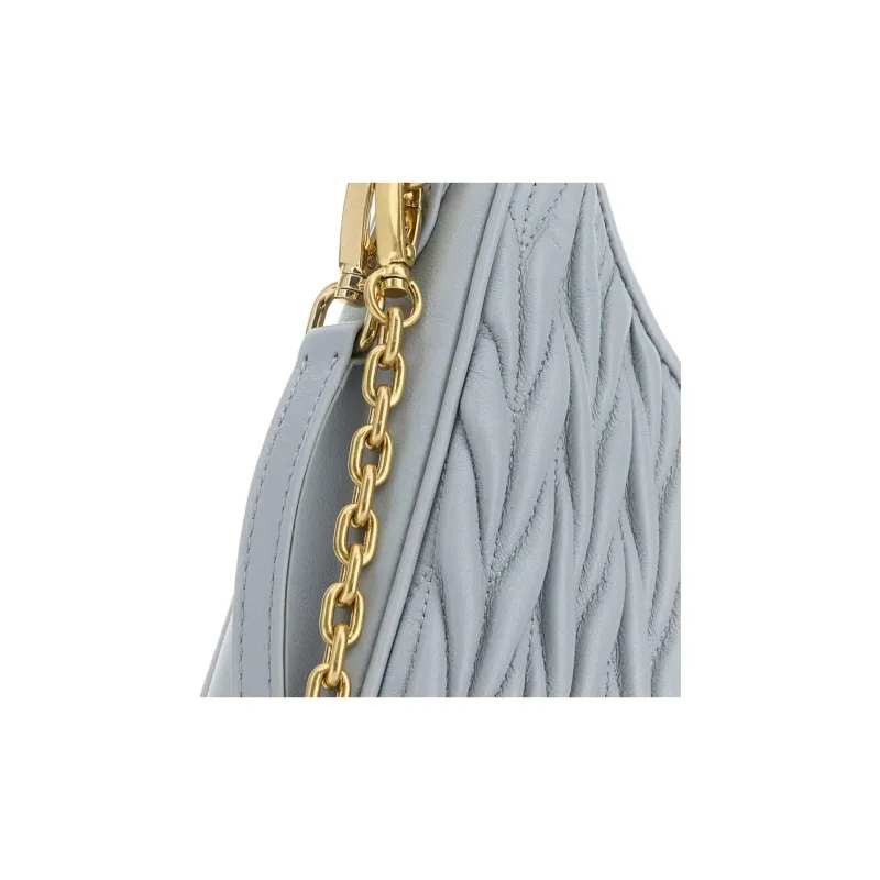 MIU MIU Matelassé Sheepskin Crossbody Bag, Shoulder Bag Women's Light Blue-3