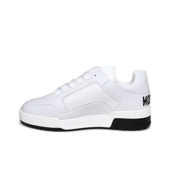 MOSCHINO Logo embroidered Leather Sneakers