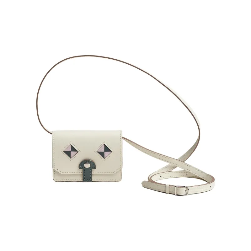 HERMES Swift Leather Pongee Mysore Goat Skin Card Holder Wallet Women's 0T Mushroom White-1