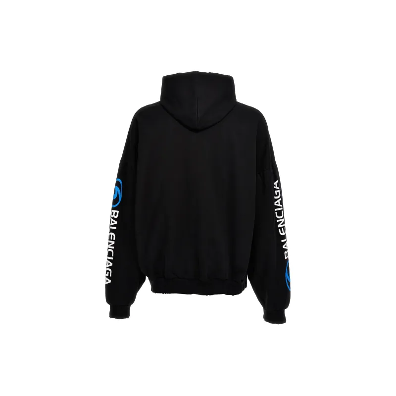 Balenciaga Logo Printed Distressed Hoodie-3