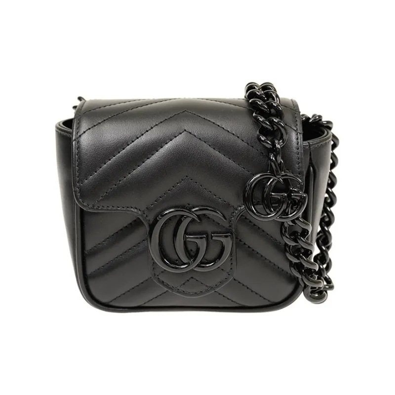 GUCCI GG Marmont Leather Fanny Pack Women's Black-1
