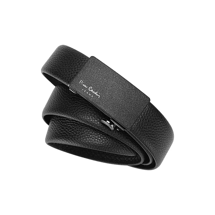 PIERRE CARDIN Genuine Leather Men's Belt Men's Black 3.4cm-1