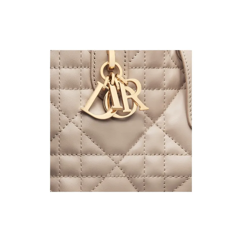 DIOR Wicker Pattern Cow Leather One Shoulder Handbag Small Size Women's Rouge Beige-5