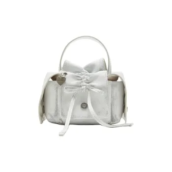 Acne Studios Brushed Leather Shoulder Bag, Crossbody Bag, Handbag Mini Women's White & Gray