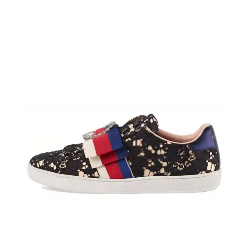 GUCCI ACE Skateboard Shoes Women's Low-Top Black