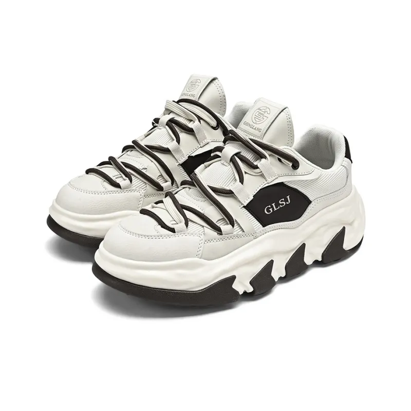 GONGLANGSHIJIA Wear-Resistant Height Increasing Low-Top Chunky Sneakers Men's-10