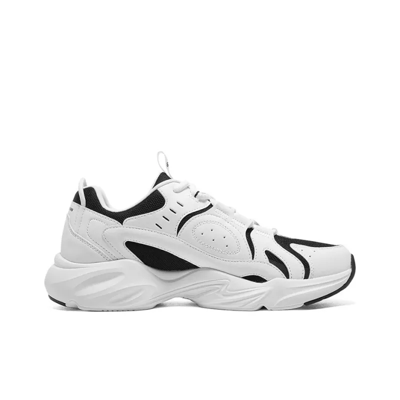 Skechers Cushioning Anti Slip And Wear Resistant Height Increasing Low Top Chunky Sneakers Men's White Black-1
