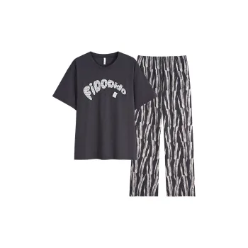 Sha Qian Pajama Set Summer Men's Carbon Gray