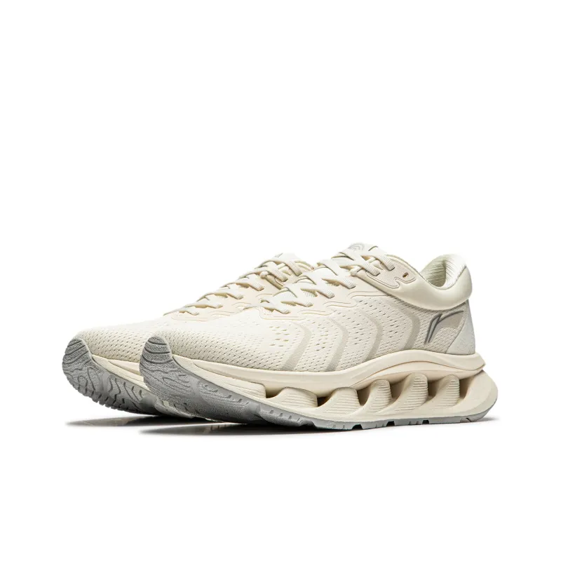 LiNing Cushioning Wear Resistant Low Top Running Shoes Men's Ecru-2