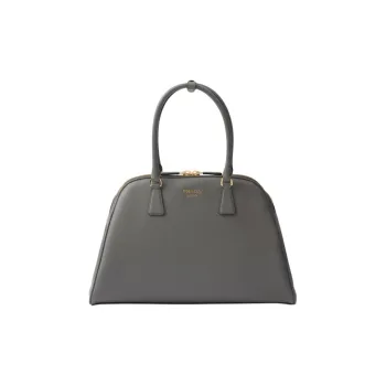 PRADA Saffiano Leather Handbag Large Size Women's Marble Gray