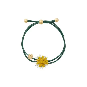 TORY BURCH Leather Gold-Plated Velvet Wax Cord Bracelets Women's Green