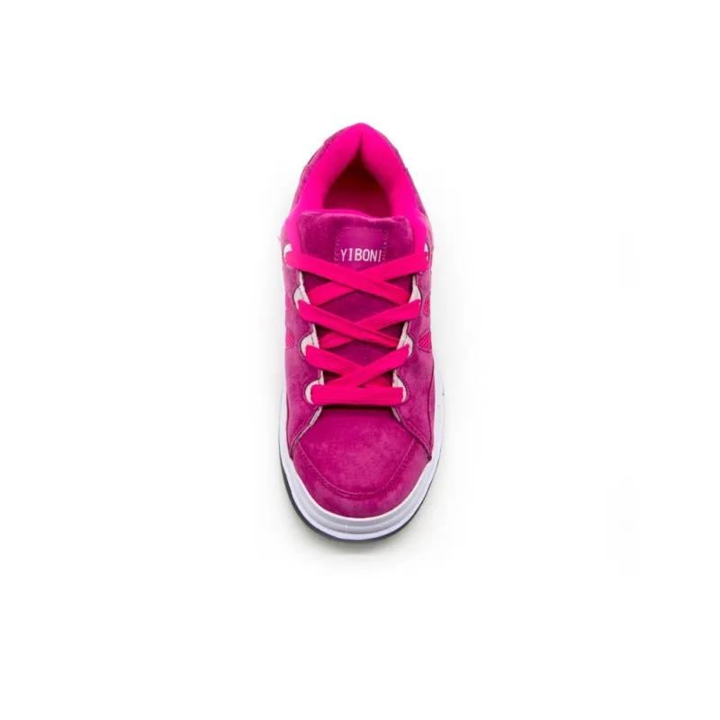 YIBONI Coverage Anti Slip And Wear Resistant Low Top Skateboard Shoes Unisex Rose Red-2