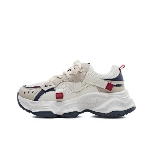 Warrior Chunky Sneakers Abrasion Resistant Lightweight Height Increasing Low Top Casual Shoes Women's Beige Blue