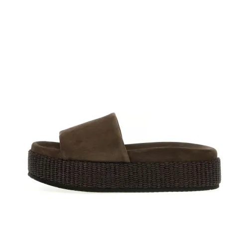 Brunello Cucinelli Suede Flatform Slides