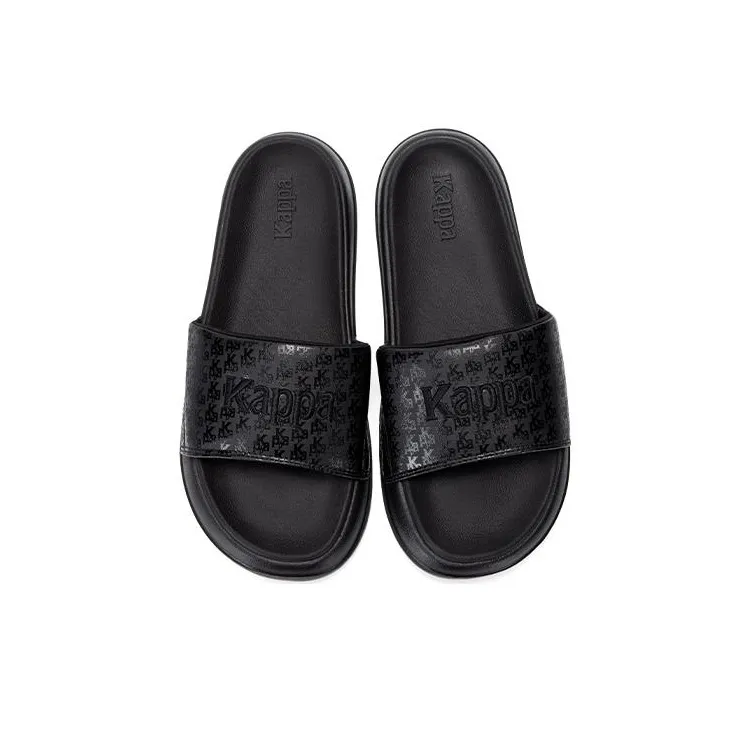 Kappa Stitching Slip Resistant Abrasion Resistant Slide Slippers Unisex Black-7