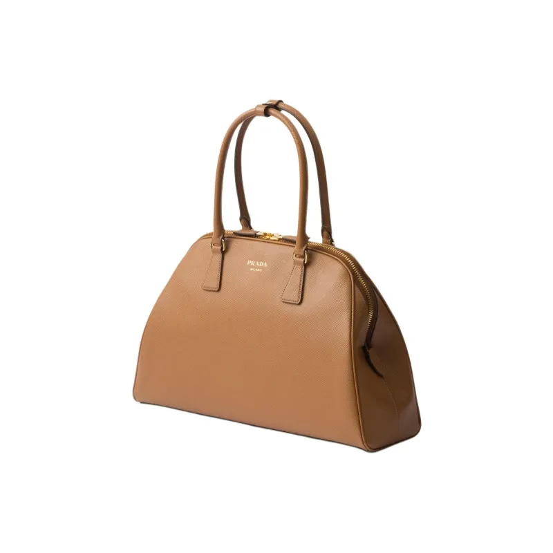 PRADA Saffiano Leather Handbag Large Size Women's Caramel Brown-1