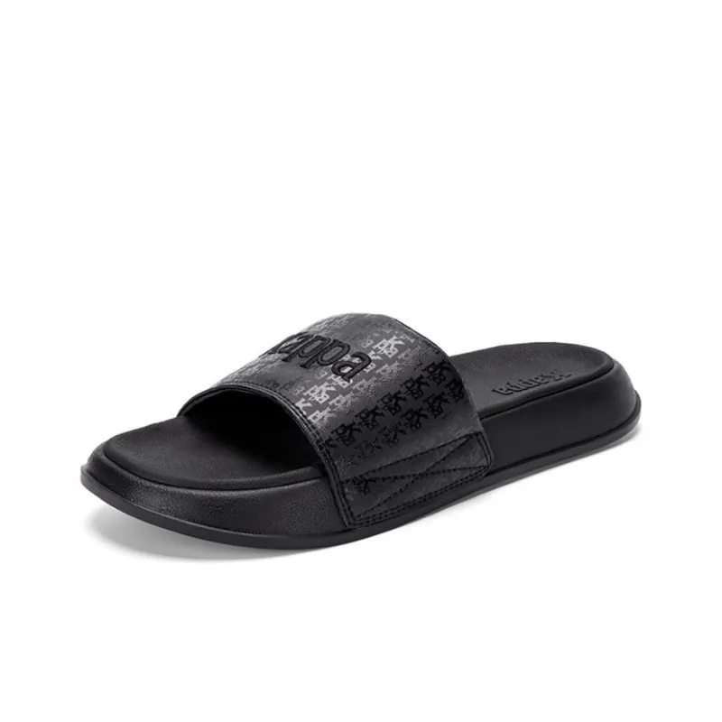 Kappa Stitching Slip Resistant Abrasion Resistant Slide Slippers Unisex Black-5