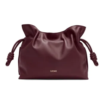 LOEWE Flamenco Nappa Cow Leather One Shoulder Crossbody Clutch Women's Dark Burgundy