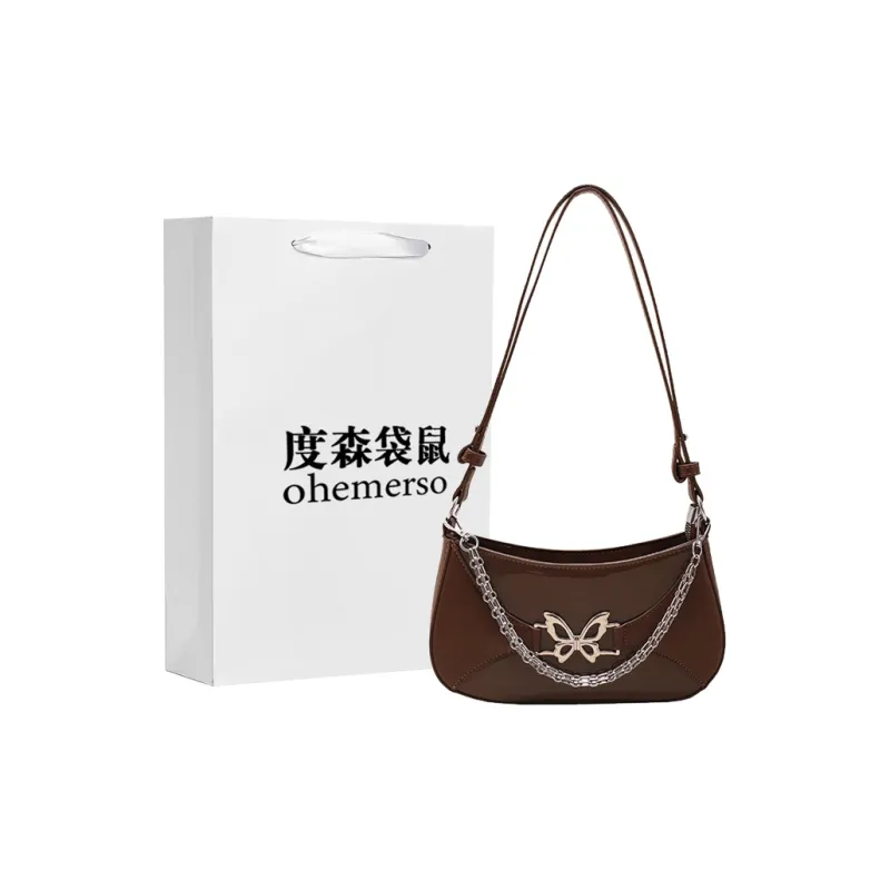 Dusen Kangaroo PU Versatile Chain Shoulder Bag Regular Unisex White/Silver/Black/Brown-13