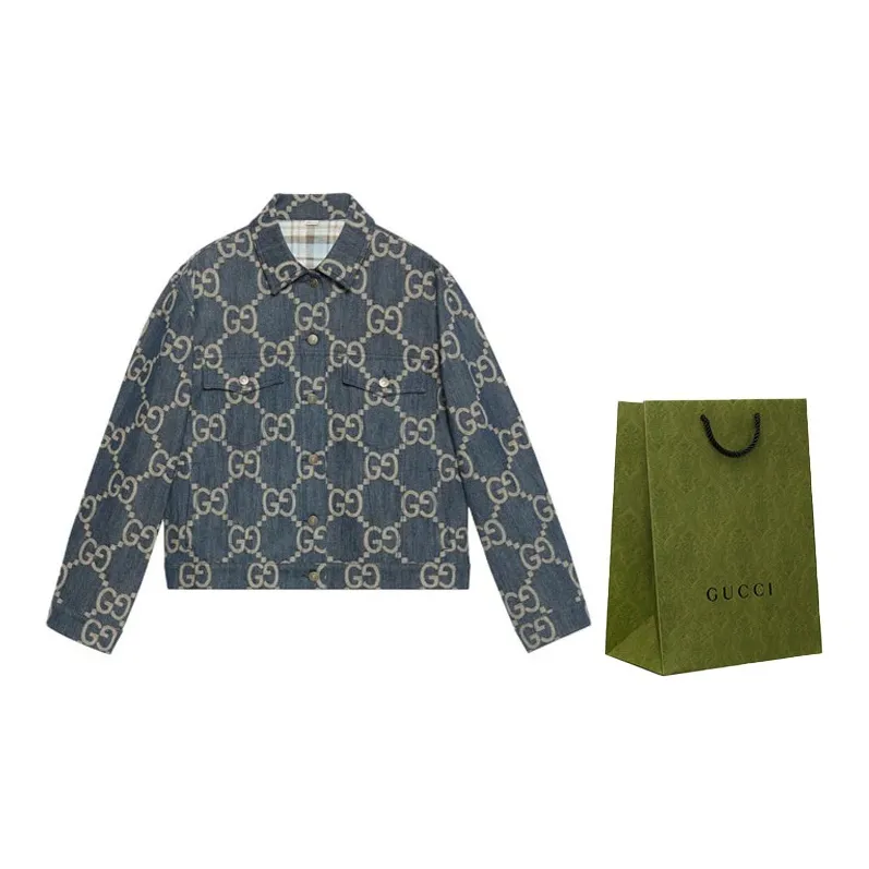 GUCCI Women's Gg Denim Jacket Blue/Ivory-1