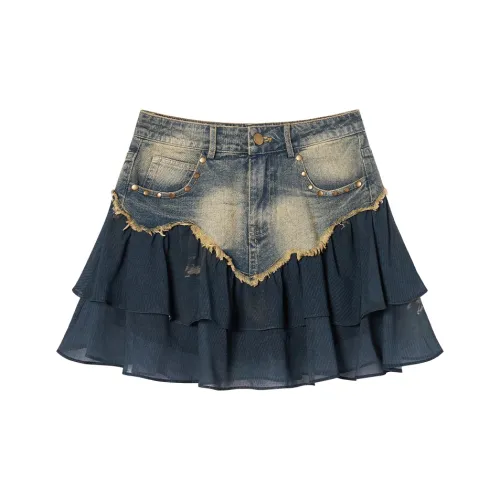 EPTISON WOMAN Denim Short Skirts Women's Denim Blue