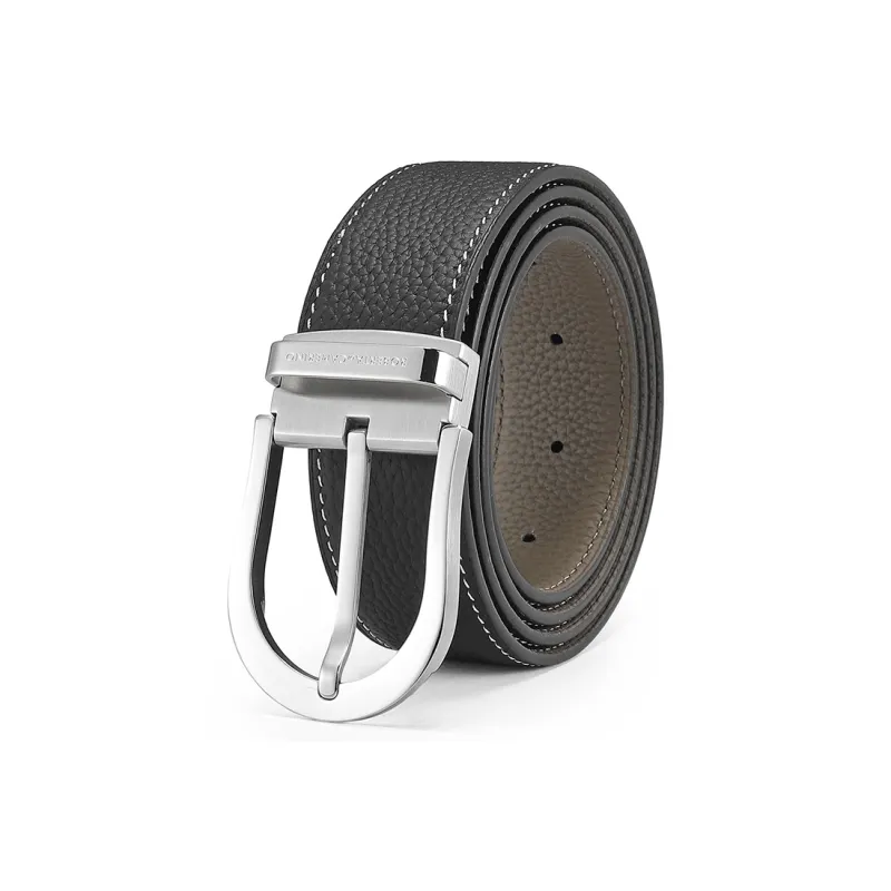 ROBERTA DI CAMERINO Top Grain Cow Leather Belts Men's Black Width 3.4CM-2