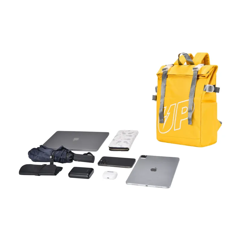 TURN UP Nylon Backpack Regular Unisex Yellow-3