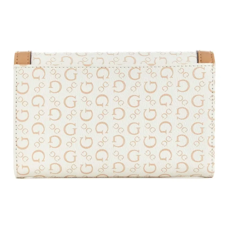 GUESS Coated Canvas Cell Phone Storage Box Wallet Women's White-1