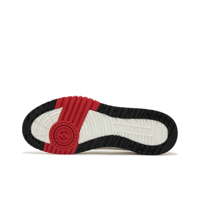 361° Slip-Resistant Cushioning Wear-Resistant Low-Top Skateboard Shoes Men's White Red-4