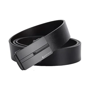 Montagut Business, Automatic Buckle No Hole, Formal Suit Trouser Belt Cow Leather Belts Men's Width 3.35CM