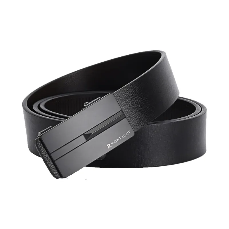 Montagut Business, Automatic Buckle No Hole, Formal Suit Trouser Belt Cow Leather Belts Men's Width 3.35CM-0