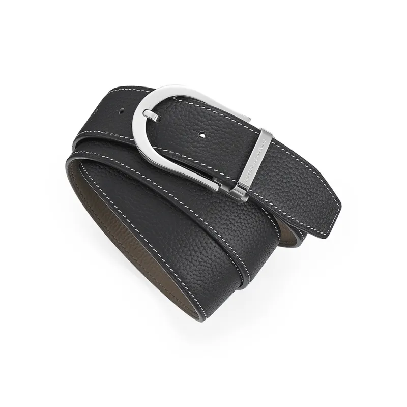 ROBERTA DI CAMERINO Top Grain Cow Leather Belts Men's Black Width 3.4CM-5