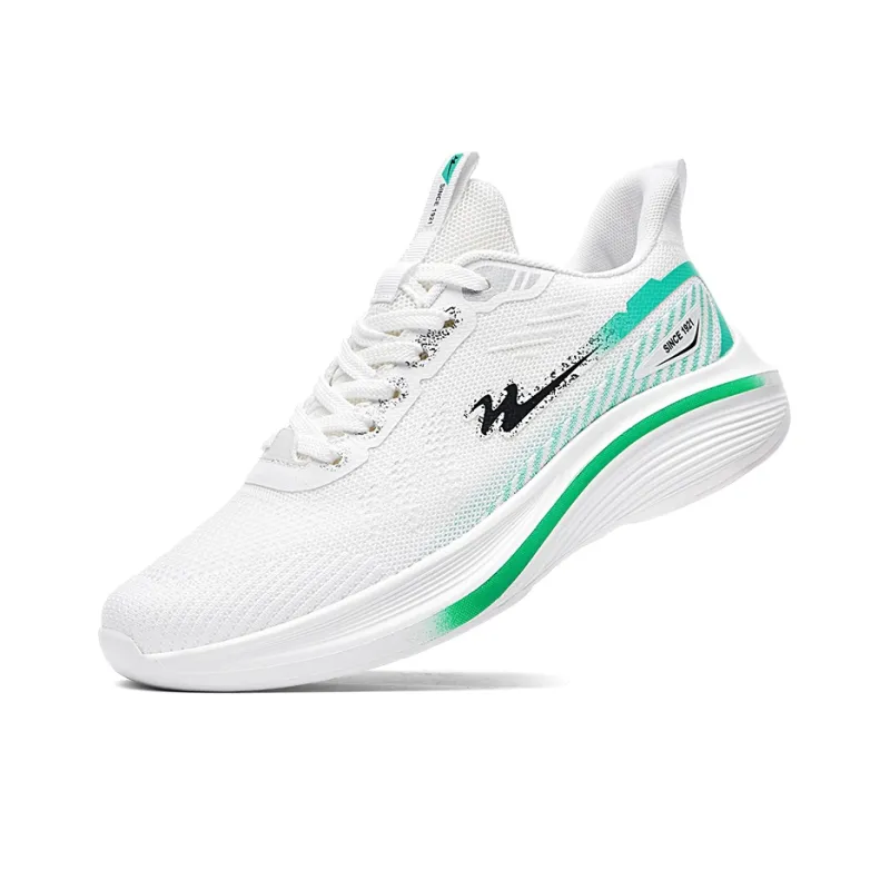 Binary Running Shoes Men Low Top White/Green-2